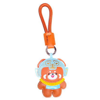 Creative PU leather panda keychain pendant cute couple bag little raccoon doll pendant small gift wholesale
