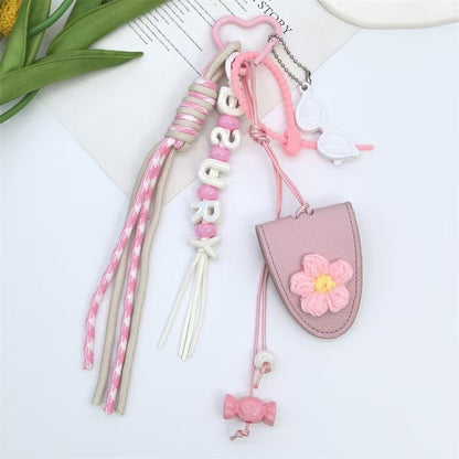 Dopamine flower miu tie bag hanging girl's heart color braided rope bag bag pendant creative car keychain versatile