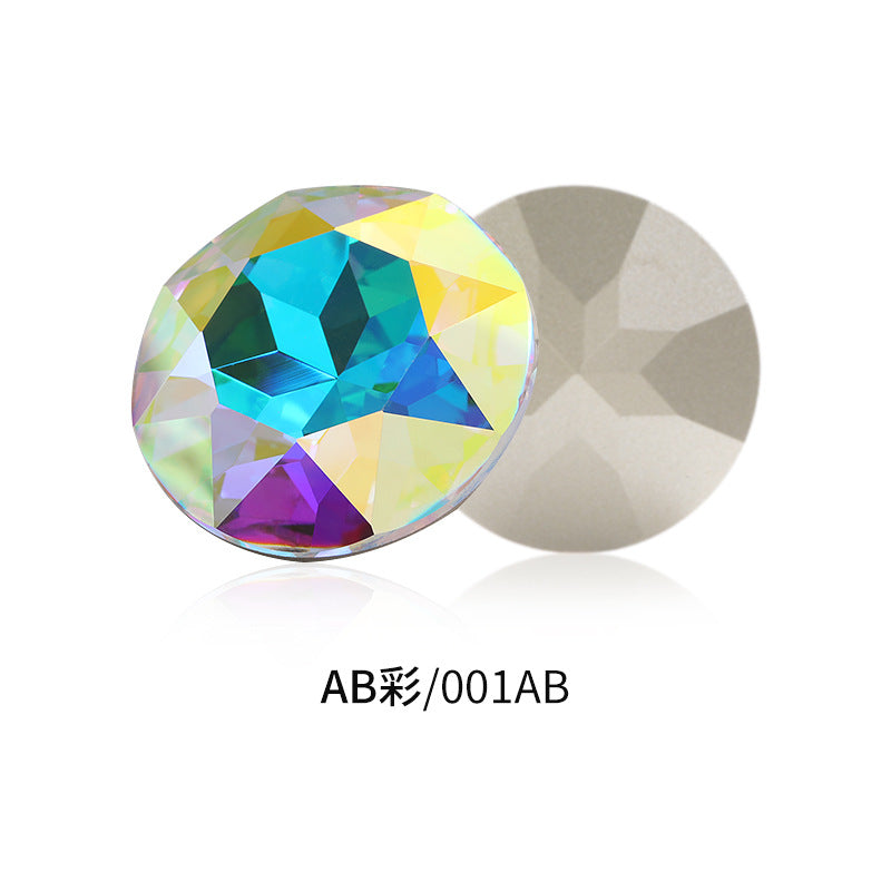 Cross-border electroplated high-end K9 gemstone flower 35mm round pointed base crystal glass diamond - clothing DIY accessory