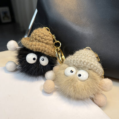 Imitation mink fur small briquette plush pendant, car keychain pendant, trinket, plush bag pendant, school bag pendant