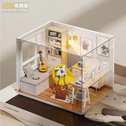 Smart Fun House Mini DIY Cottage Sunshine Study Handmade Assembly Wooden Building Model Girls' Day Creative Gifts