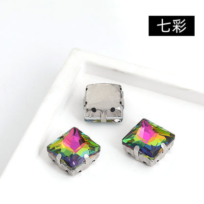 Square claw drill perforated hand sewing rhinestone wedding dress accessories handmade material accessories square claw drill