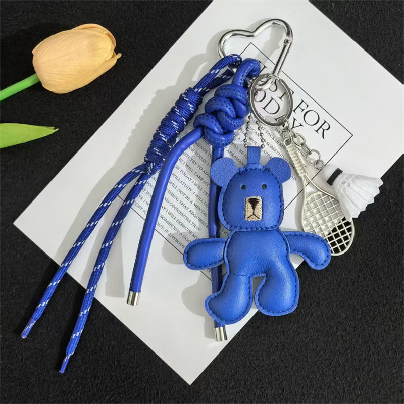 Dumb bear braided lanyard car keychain pendant cartoon cute bag charm mobile phone lanyard cute pendant