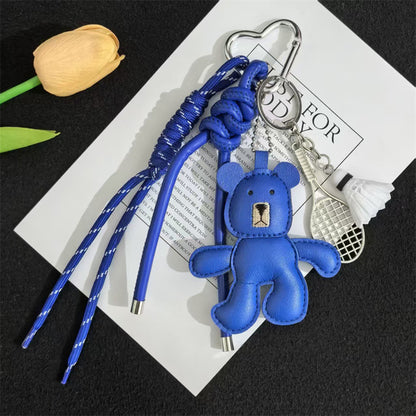 Dumb bear braided lanyard car keychain pendant cartoon cute bag charm mobile phone lanyard cute pendant