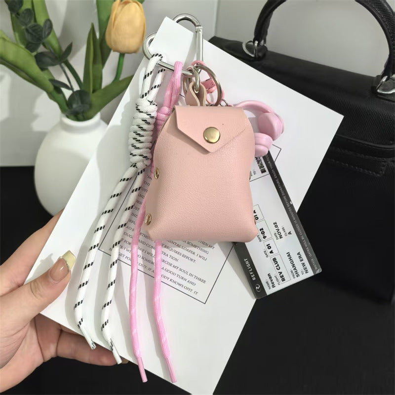 Leather Mini Envelope Coin Purse Worker Leather Keychain Portable Pocket Coin Item Organizer