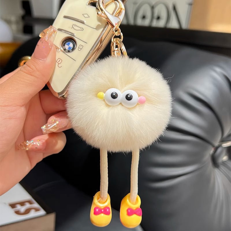 Cute imitation otter rabbit long legs small briquette car keychain pendant plush bag pendant gift doll doll
