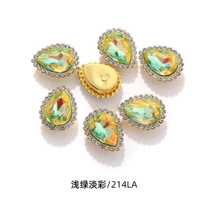 Double-layer waterdrop sunflower flower flower plate diamond buckle, hand-stitched rhinestone, thickened gold holder, glass diamond, clothing, shoes, bags, DIY accessories