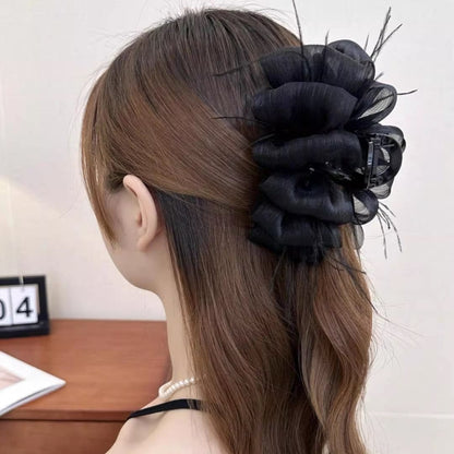High-end pleated cloud bubble clip for women, 2026 new style back of head updo, hair clip flower Chinese-style hair accessory