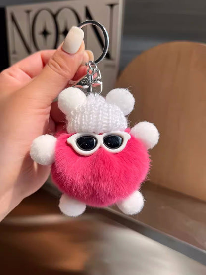 Cute imitation otter rabbit long legs small briquette car keychain pendant plush bag pendant gift doll doll