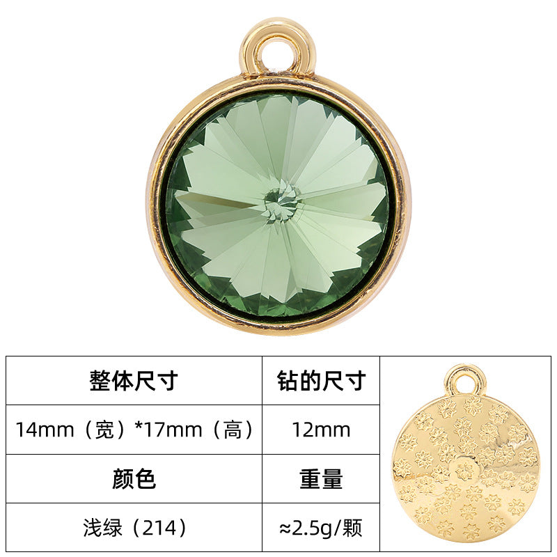 12mm satellite single hanging glass diamond single-hole alloy pendant inlaid with round crystal diamond earrings jewelry DIY accessories