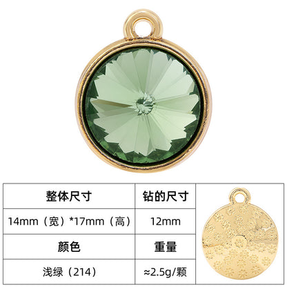 12mm satellite single hanging glass diamond single-hole alloy pendant inlaid with round crystal diamond earrings jewelry DIY accessories
