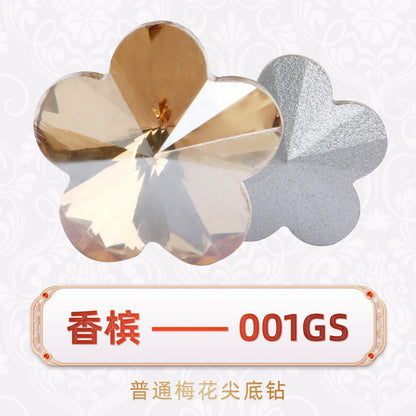 Factory wholesale plum blossom rhinestones, irregular pointed bottom glass rhinestones, phone diamond sticking materials, DIY jewelry accessories