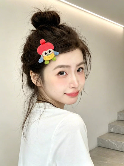 Bikini Castle cute cartoon bangs sticker, magic hair sticker, quirky big eyes, sausage mouth, knitted student girl messy hair sticker