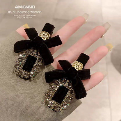 High-end rhinestone bow hair clips for women, 2026 new style bang clip, side clip, children's frizzy hair clip, straight clip
