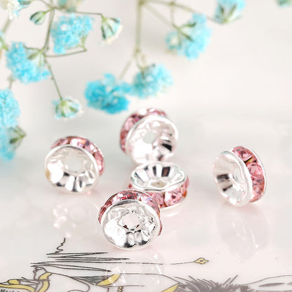 Handmade accessories diamond ring bead separator color bracelet diamond encrusted spacer wheel rim 6 8 10 12mm DIY jewelry accessories