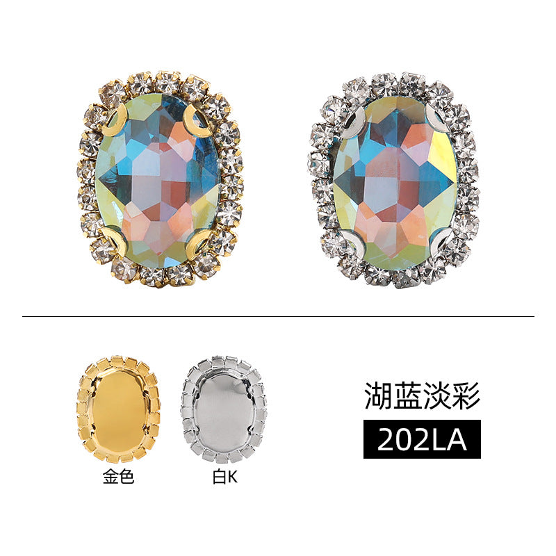 Multicolor crystal glass diamonds, light color oval crystal buckle holes, hand-sewn diamonds - clothing, shoes, bags, DIY accessories