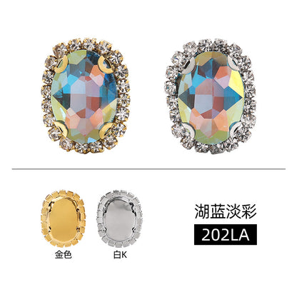 Multicolor crystal glass diamonds, light color oval crystal buckle holes, hand-sewn diamonds - clothing, shoes, bags, DIY accessories