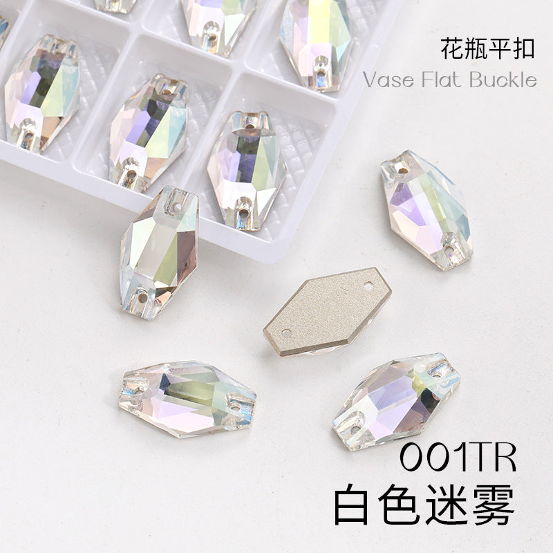 Factory wholesale flat buckle flat bottom hand-stitched rhinestone vase crystal stone ultra-glitter scratch-free packaging glass diamond