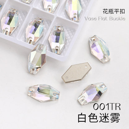 Factory wholesale flat buckle flat bottom hand-stitched rhinestone vase crystal stone ultra-glitter scratch-free packaging glass diamond