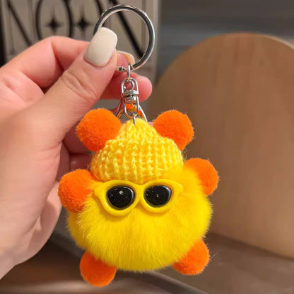 Cute otter rabbit fur small briquette bag pendant ornament school bag eye doll pendant cartoon doll keychain