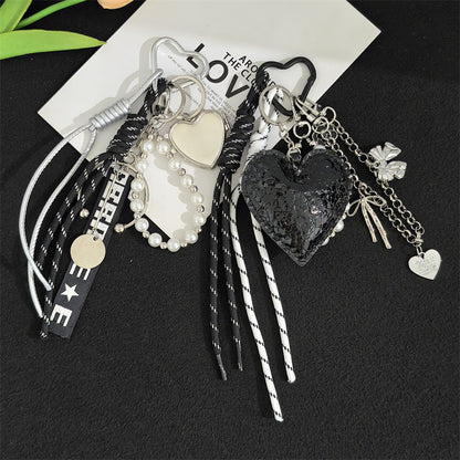 New product miu style five-pointed star bag ornament car key chain dopamine color matching pendant souvenir lanyard outfit