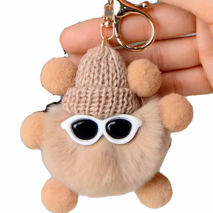 Cute otter rabbit fur small briquette bag pendant ornament school bag eye doll pendant cartoon doll keychain