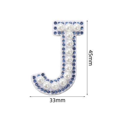Blue diamond seamless adhesive 26 English letters for clothing and makeup bag decoration, non-woven fabric patch, adhesive backing