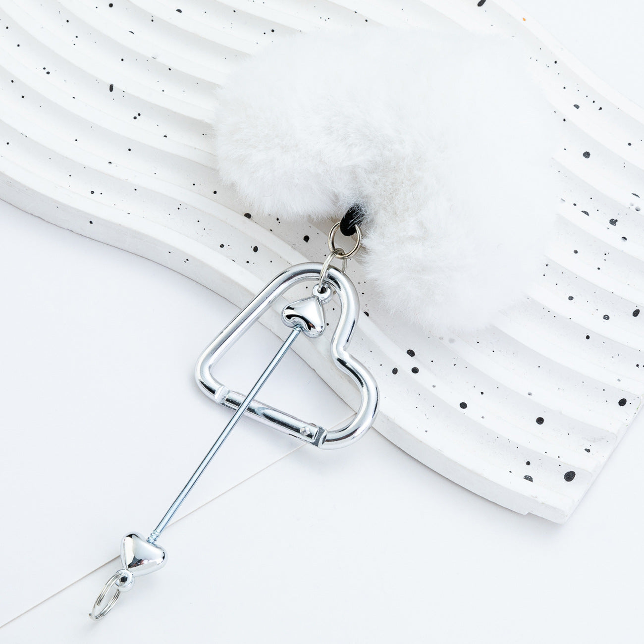 DIY Beaded Love Carabiner - Plush Pendant Love Lock Buckle Hairball Carabiner Wholesale