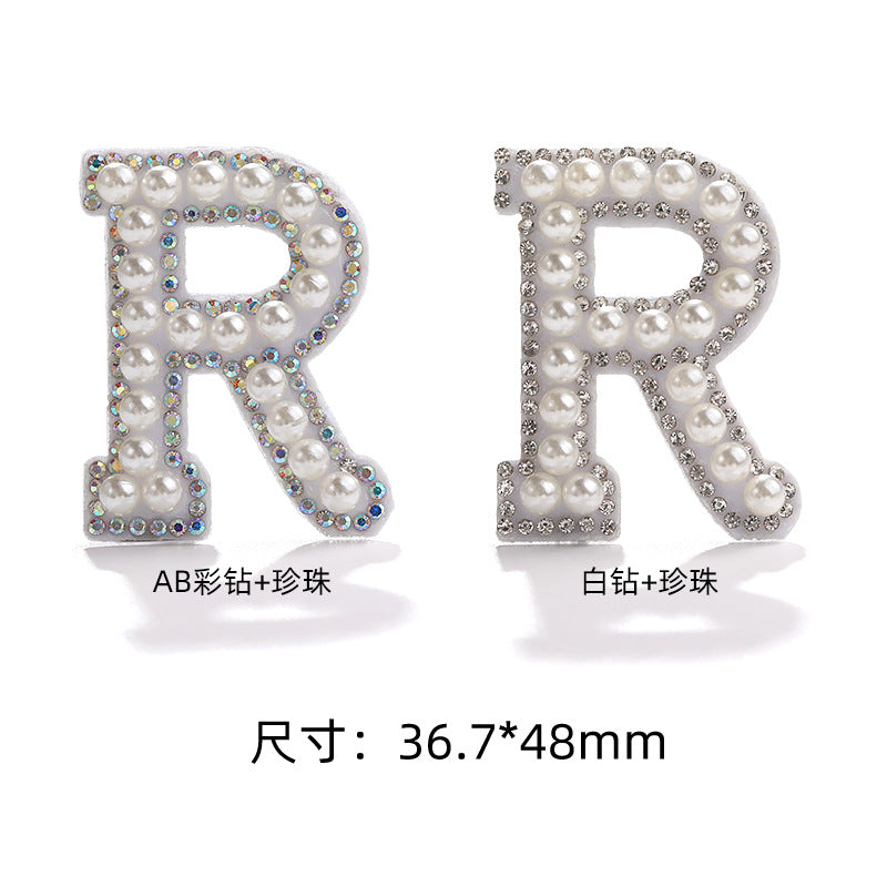 English Letter Hot Patch Stickers - 26 Letters White Imitation Pearl DIY Clothing Accessories