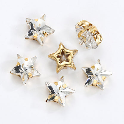 New 10mm five-pointed star hand-stitched glass thickened claw drill 3D DIY wedding dress, clothing, shoes, bags, hair clips, accessories