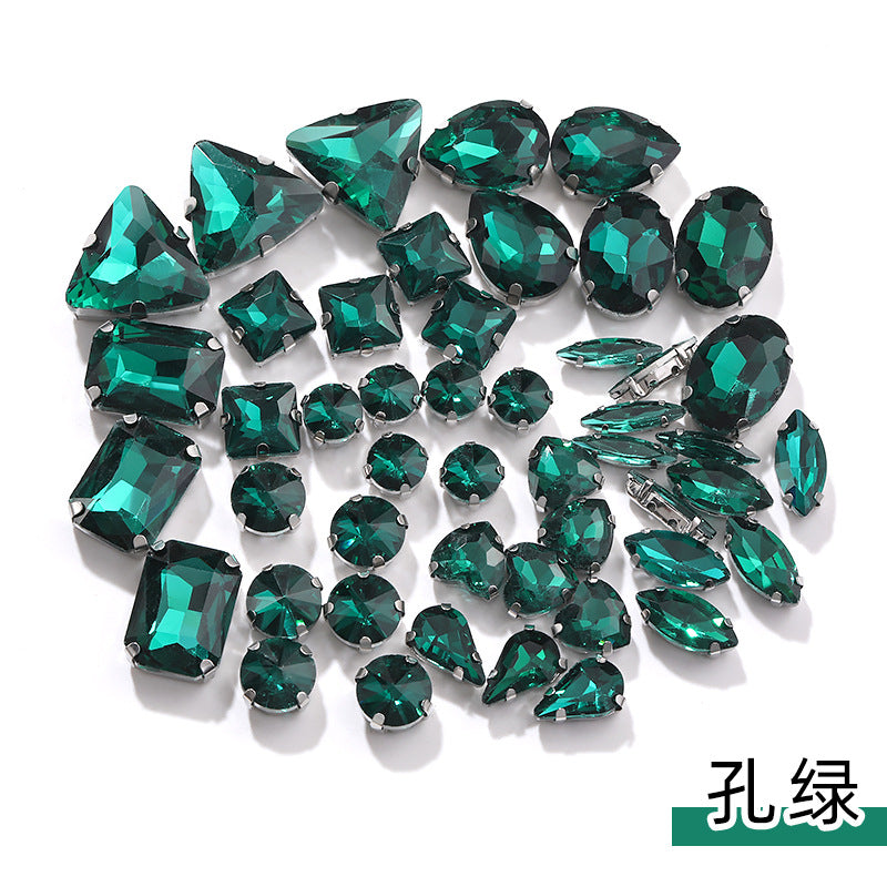 Mixed Four-Corner Claw Rhinestones - Silver Crystal Glass Hand-Sewn Wedding Dress Accessories 50pcs