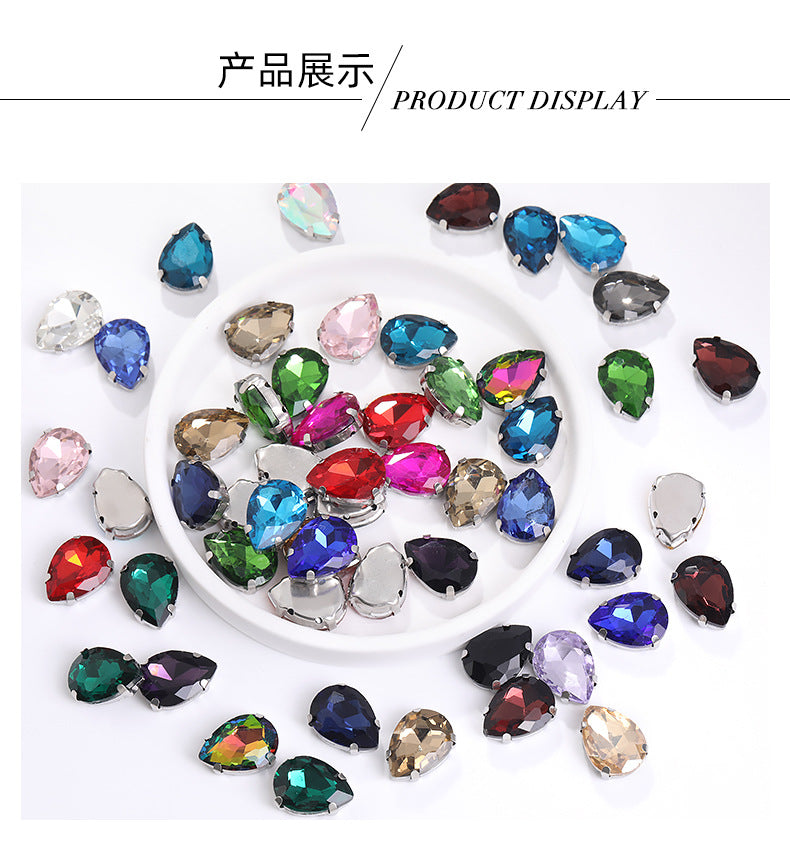 Teardrop Pointed Bottom Claw Rhinestones - White K Crystal Wedding Dress DIY Hand-Stitched Accessories