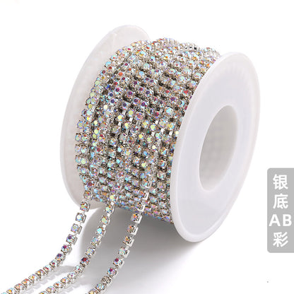 Hot Selling Multicolor White K Claw Chain 2 2.5 2.8 3mm Dense Crystal Glass Drill Claw Chain DIY Clothing Decorations