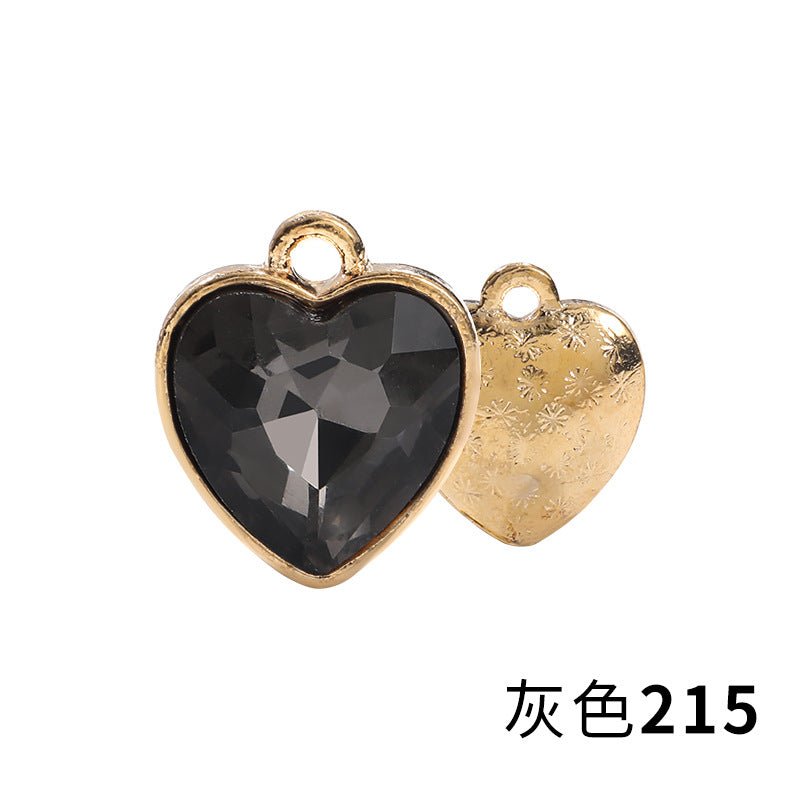 Xichuan zinc alloy peach heart crystal gold base single hanging heart-shaped glass diamond DIY jewelry earrings with diamonds pendant batch