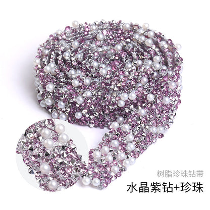 Resin drill belt tear off adhesive rhinestone strip clothing shoe bag drill hair dryer crystal drill handmade resin DIY accessories