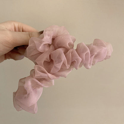 Mesh flower pearl hair grapple clip women's high-end sense 2026 new back of the head plate hairpin shark clip hair accessory