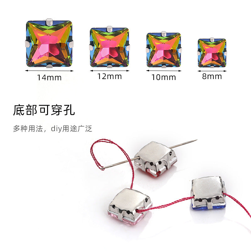 Square claw drill perforated hand sewing rhinestone wedding dress accessories handmade material accessories square claw drill