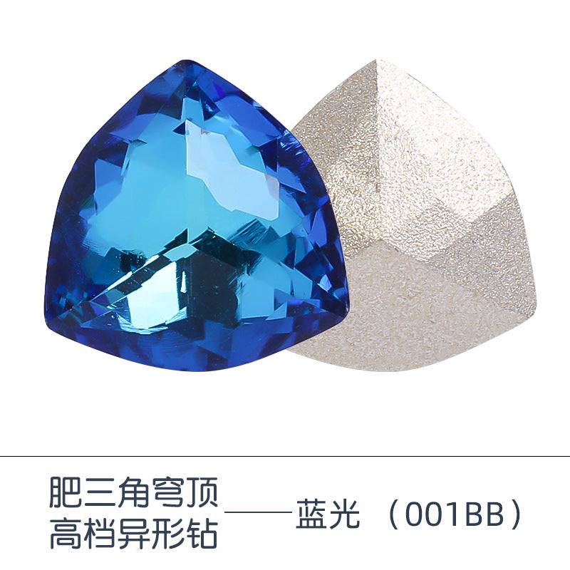 Fat triangle pointed bottom, special-shaped crystal diamond, tiger head glass diamond, clothing, shoes, bags, accessories, accessories, fat triangle rhinestone