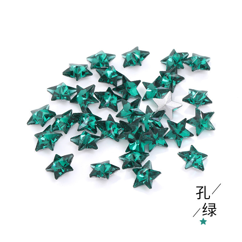 Source of origin: pointed bottom five-pointed star rhinestone, glass five-pointed star rhinestone, phone case diamond attachment, hair accessory rhinestone accessories