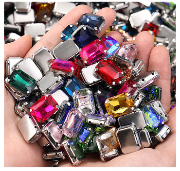 Octagon Crystal Square Claw Rhinestones - Thickened Bottom Hand-Stitch Luggage Wedding Dress Accessories