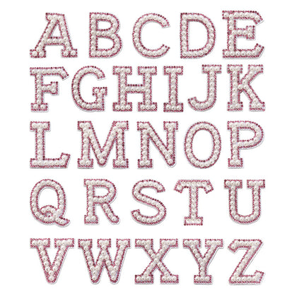 Pink rhinestone pearl letter stickers for clothing DIY, luggage accessories, decorative fabric stickers, 26 English letters hat stickers