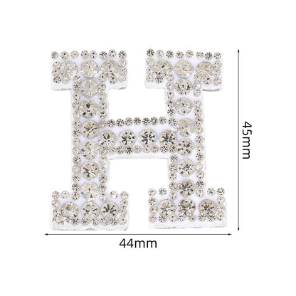 Full diamond letters DIY clothing accessories, white rhinestone hot simmer patches, hot patch English 26 letters