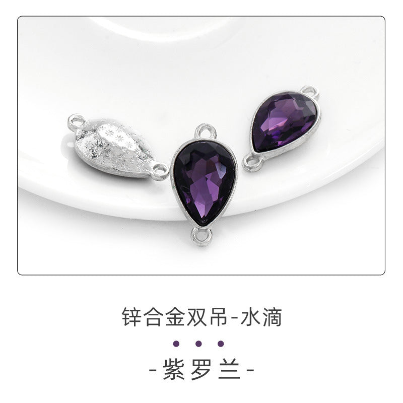 Direct supply of waterdrop double pendants, zinc alloy pendants, earrings, bracelets, jewelry accessories, high-value waterdrop double pendants