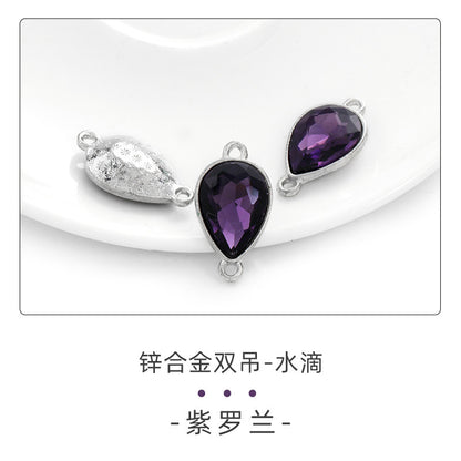 Direct supply of waterdrop double pendants, zinc alloy pendants, earrings, bracelets, jewelry accessories, high-value waterdrop double pendants