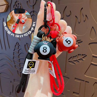 Cartoon snooker billiards keychain bag pendant cute couple schoolbag doll keychain pendant small gifts