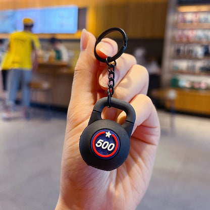 Creative DIY Sports Style Fitness Barbell Keychain Pendant Female Couple Miu Series Bag Pendant Keychain Accessories