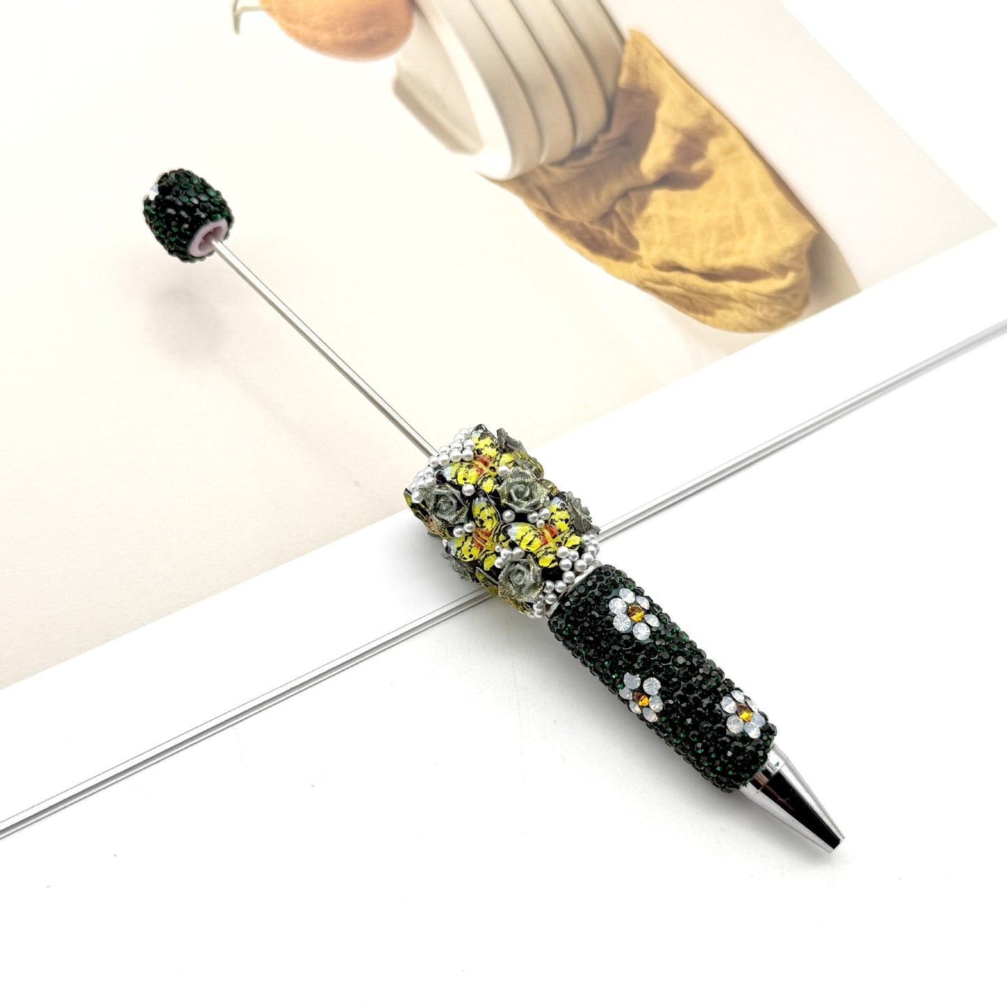 new DIY luxury full diamond pen butterfly pearl daisy rose series ballpoint pen business cute pen