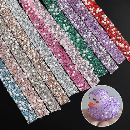 Cross-border hot product: 1.2cm wide resin diamond with rhinestone tape, double-sided tape, for clothing, bags, shoe materials, and accessories, adhesive after peeling off