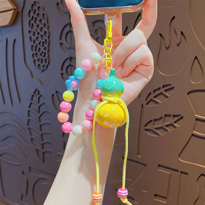 Creative simulation color beaded gourd keychain mobile phone chain pendant school bag keychain charm small gift wholesale