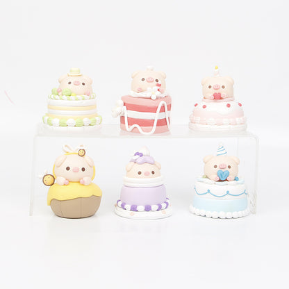 Mini cute cake piggy 10CM gacha blind box doll figure micro landscape doll scene toy ornaments